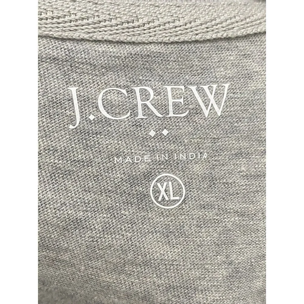 J.CREW Mens Jersey Henley with Plaid Lining Long Sleeve Gray‎ Size XL